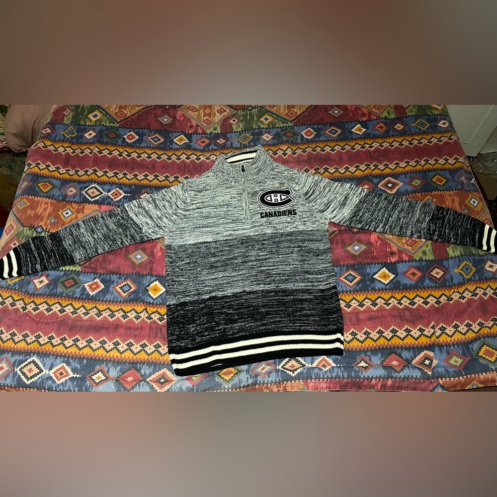 NHL Hockey Montreal Canadians  Zip Up Knit Sweater M HABS Canadiens